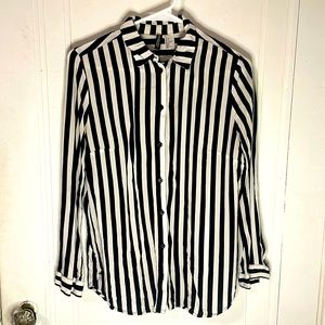 Black and white striped shirt, button up, size small